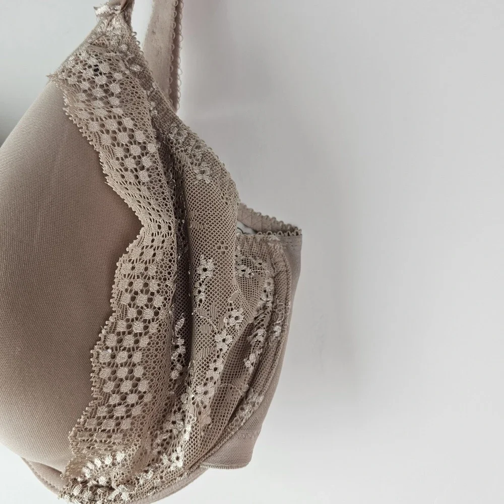 Elomi Bra Style 4383 Size 34I US Plus Full Figure Underwire Beige Lace‎ Charley